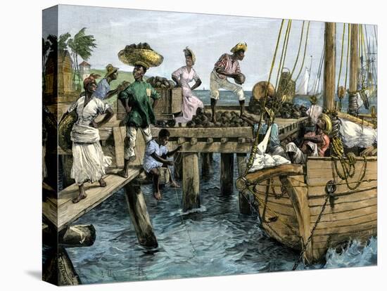 Natives Loading a Schooner with Coconuts at Kingston, Jamaica-null-Premier Image Canvas