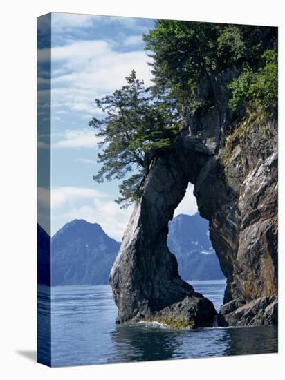 Natural Arch on Edge of Threehole Bay, Kenai Fjords, Aialik Peninsula, Alaska, USA-Waltham Tony-Premier Image Canvas