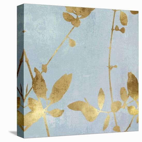 Nature Gold on Blue III-Danielle Carson-Stretched Canvas