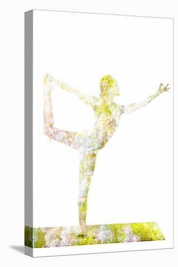 Nature Harmony Healthy Lifestyle Concept - Double Exposure Image of Woman Doing Yoga Asana Lord Of-f9photos-Premier Image Canvas