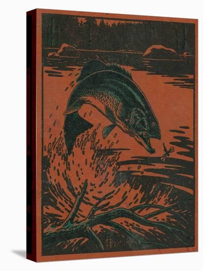 Nature Magazine - View of a Bass Jumping Out of Water to Eat a Dragonfly, c.1952-Lantern Press-Stretched Canvas