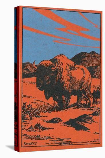 Nature Magazine - View of a Bison on the Prairie, c.1951-Lantern Press-Stretched Canvas