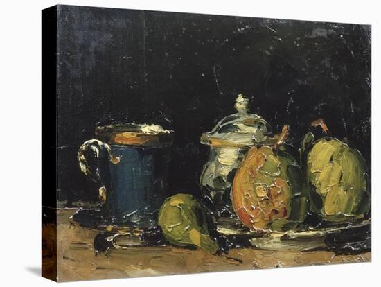 Nature morte : sucrier, poires et tasse bleue-Paul Cézanne-Premier Image Canvas