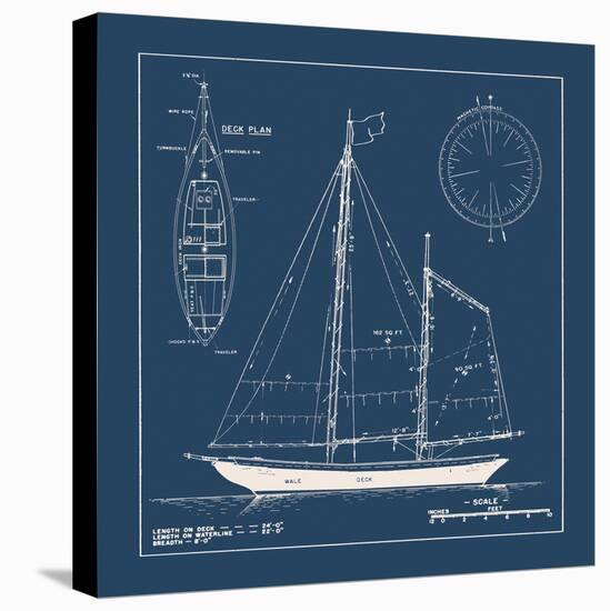 Nautical Blueprint II-The Vintage Collection-Stretched Canvas