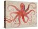 Nautical Octopus - Horizontal-Angela Staehling-Stretched Canvas