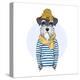 Nautical Schnauzer Dog Sailor-Olga_Angelloz-Stretched Canvas