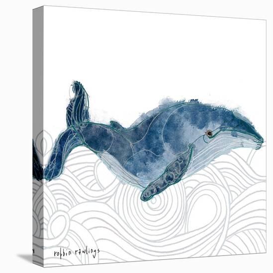 NauWhale1    whale, white background, nautical-Robbin Rawlings-Stretched Canvas
