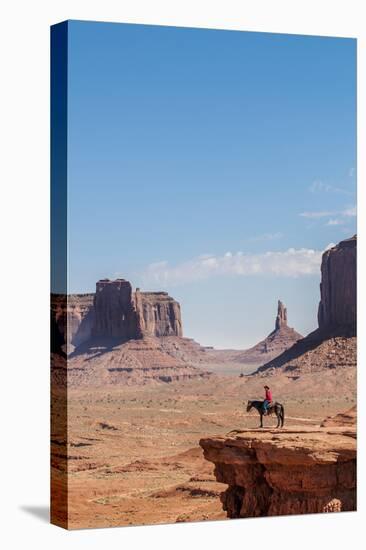 Navajo Man on Horseback, Monument Valley Navajo Tribal Park, Monument Valley, Utah-Michael DeFreitas-Premier Image Canvas