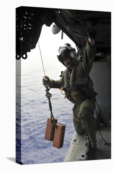 Naval Aircrewman Conducts a Search and Rescue Drill on an Mh-60S Sea Hawk-null-Premier Image Canvas