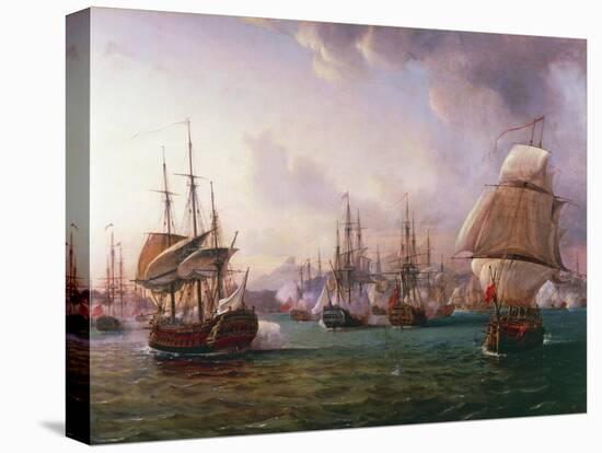 Naval Battle of Port Praya Between British and French Fleets Off Island of Santiago, Cape Verde-Pierre-Julien Gilbert-Premier Image Canvas