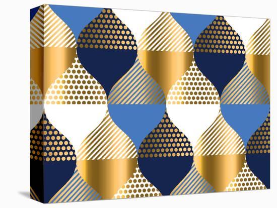 Navy Blue and Gold Luxury Geometry Pattern. Seamless Pattern Vector Illustration for Background, Fa-Galyna_P-Stretched Canvas