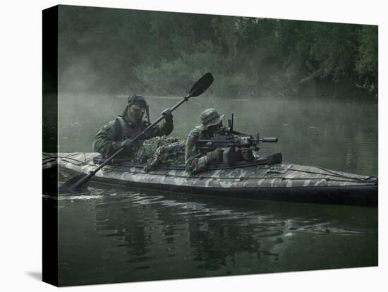 Navy SEALs Navigate the Waters in a Folding Kayak During Jungle Warfare Operations-Stocktrek Images-Premier Image Canvas