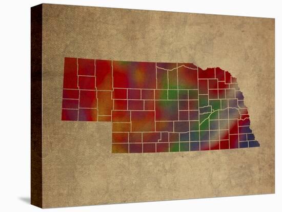 NE Colorful Counties-Red Atlas Designs-Premier Image Canvas