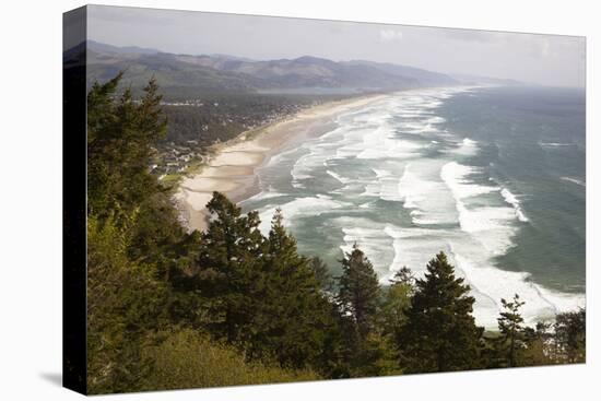 Neahkahnie Beach and Manzanita and Beach from Viewpoint, Oregon, USA-Jamie & Judy Wild-Premier Image Canvas
