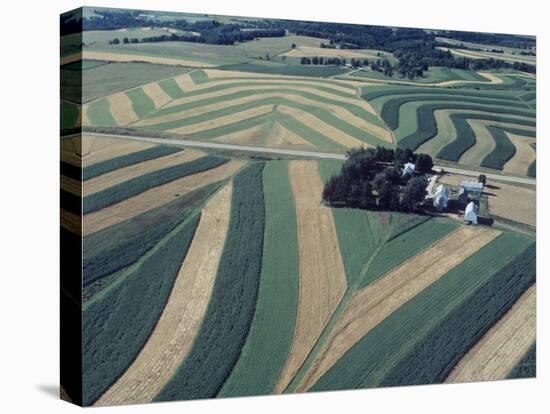 Neat, Swirling Furrows, Contour Plowed across Gently Rolling Fields of Southwestern Wisconsin-John Zimmerman-Premier Image Canvas