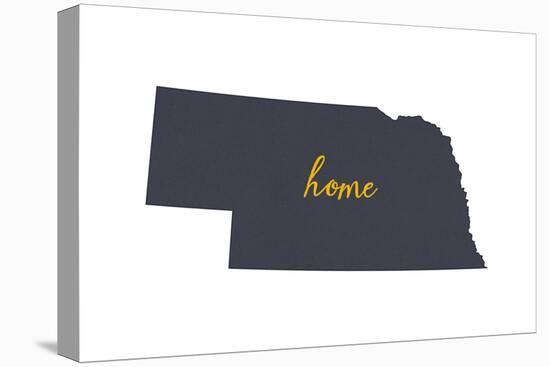 Nebraska - Home State - Gray on White-Lantern Press-Stretched Canvas