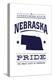 Nebraska State Pride - Blue on White-Lantern Press-Stretched Canvas