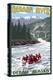 Nenana River, Alaska - River Rafters and Railroad-Lantern Press-Stretched Canvas