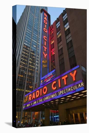 Neon lights of Radio City Music Hall at Rockefeller Center, New York City, New York-null-Premier Image Canvas