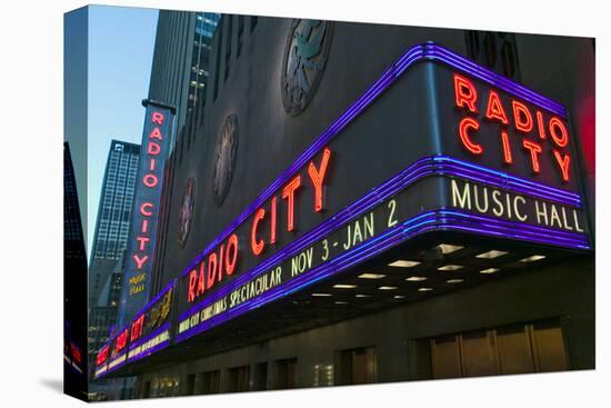 Neon lights of Radio City Music Hall at Rockefeller Center, New York City, New York-null-Premier Image Canvas