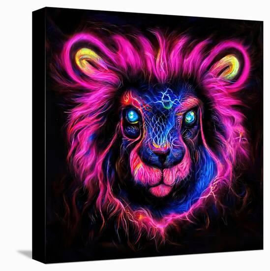 Neon Lion-null-Stretched Canvas