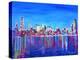 Neon Shimmering Skyline of Chicago Skyline at Night-Martina Bleichner-Stretched Canvas