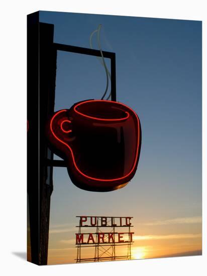 Neon Sign for Coffee, Post Alley, Seattle, Washington State, USA-Aaron McCoy-Premier Image Canvas