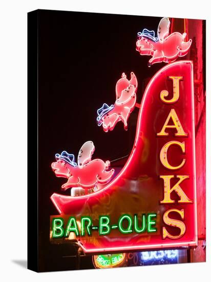 Neon Sign for Jack's BBQ Restaurant, Lower Broadway Area, Nashville, Tennessee, USA-Walter Bibikow-Premier Image Canvas