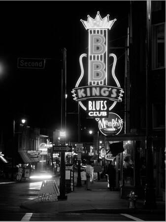 Neon sign lit up at night, B. B. King's Blues Club, Memphis, Shelby County,  Tennessee, USA' Photographic Print