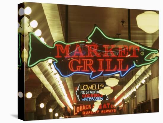 Neon Signs in Pike Place Market, Seattle, Washington, USA-Merrill Images-Premier Image Canvas