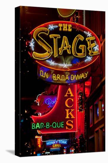 Neon Signs on Lower Broadway Area, Nashville, Tennessee, USA-null-Premier Image Canvas