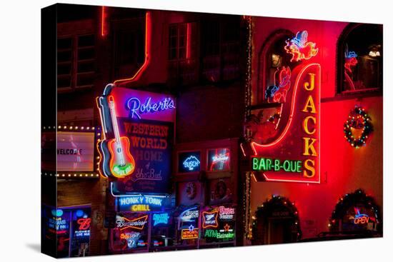 Neon Signs on Lower Broadway Area, Nashville, Tennessee, USA-null-Premier Image Canvas