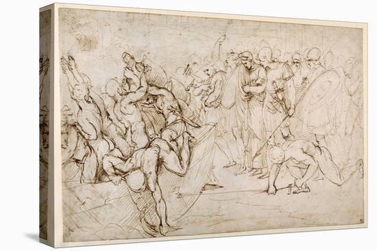 Neoptolemus Taking Andromache into Captivity after the Fall of Troy (Pen & Ink on Paper)-Giulio Romano-Premier Image Canvas