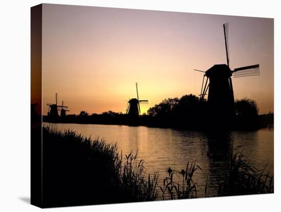 Netherlands, Kinderdijk, Canal, Windmills, Evening Mood-Thonig-Premier Image Canvas