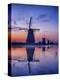 Netherlands, Kinderdijk, Sunrise along the canal with Windmills-Terry Eggers-Premier Image Canvas