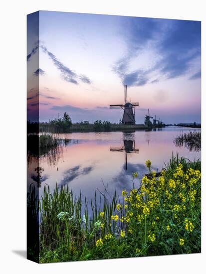Netherlands, Kinderdijk, Windmills at Sunrise along the canals.-Terry Eggers-Premier Image Canvas