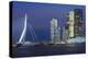 Netherlands, Rotterdam. Erasmusbrug bridge and new commercial towers.-Walter Bibikow-Premier Image Canvas