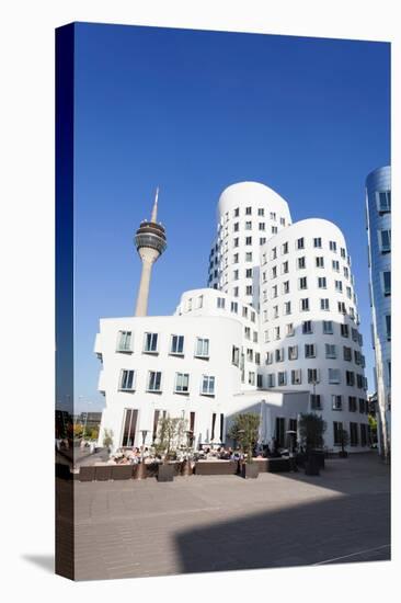Neuer Zollhof Buildings Designed by Frank Gehry with Rheinturm Tower, Media Harbour-null-Premier Image Canvas