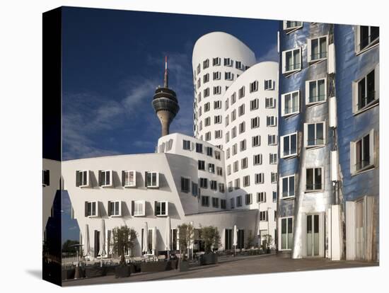 Neuer Zollhof Office Buildings with Rheinturm in Background, Medienhafen, Dusseldorf, Germany, Euro-David Clapp-Premier Image Canvas
