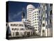 Neuer Zollhof Office Buildings with Rheinturm in Background, Medienhafen, Dusseldorf, Germany, Euro-David Clapp-Premier Image Canvas