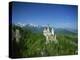Neuschwanstein Castle on a Wooded Hill with Mountains in the Background, in Bavaria, Germany-null-Premier Image Canvas