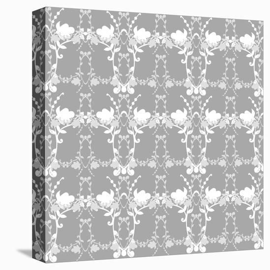Neutral Floral Background-Little_cuckoo-Stretched Canvas