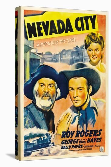 NEVADA CITY, from left: George 'Gabby' Hayes, Roy Rogers, Sally Payne, 1941.-null-Stretched Canvas