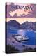 Nevada - Lake and Houseboats-Lantern Press-Stretched Canvas