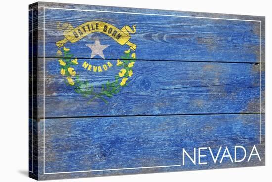 Nevada State Flag - Barnwood Painting-Lantern Press-Stretched Canvas