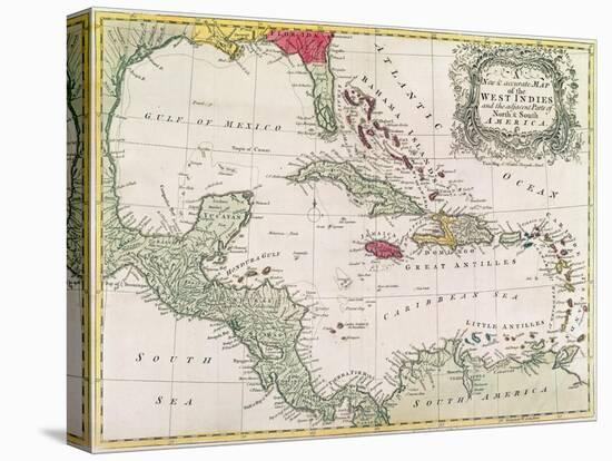 New and Accurate Map of the West Indies (Colour Litho)-American-Premier Image Canvas