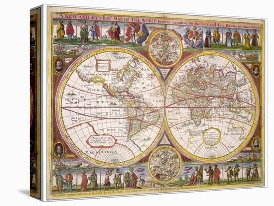 New and Accurate Map of the World Drawn According to the Best and Late Discoveries of 1670-null-Premier Image Canvas