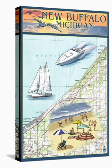New Buffalo, Michigan - Nautical Chart-Lantern Press-Stretched Canvas