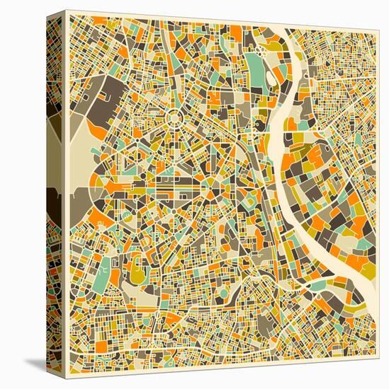 New Delhi Map-Jazzberry Blue-Stretched Canvas