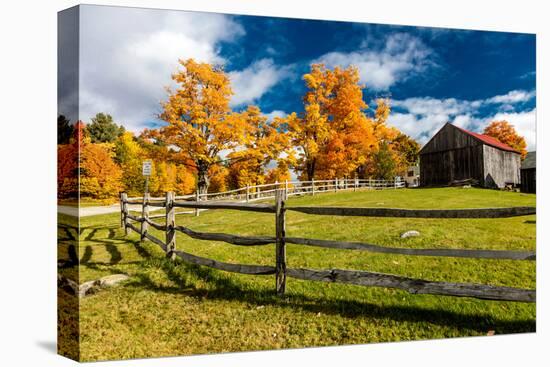 New England farm with Autumn Sugar Maples-null-Premier Image Canvas